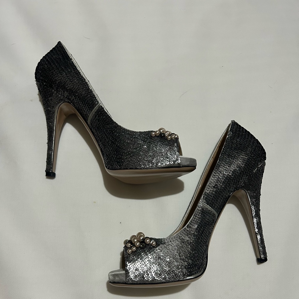 Valentino garavani sequin peep to pumps - Picture 8 of 16